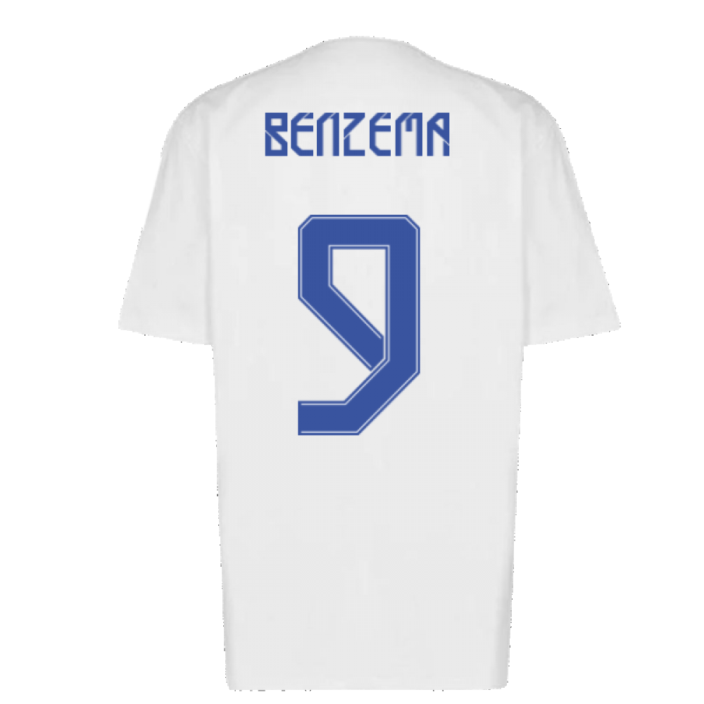 Real Madrid 2021-2022 Training Tee (White-Blue) (BENZEMA 9)_3