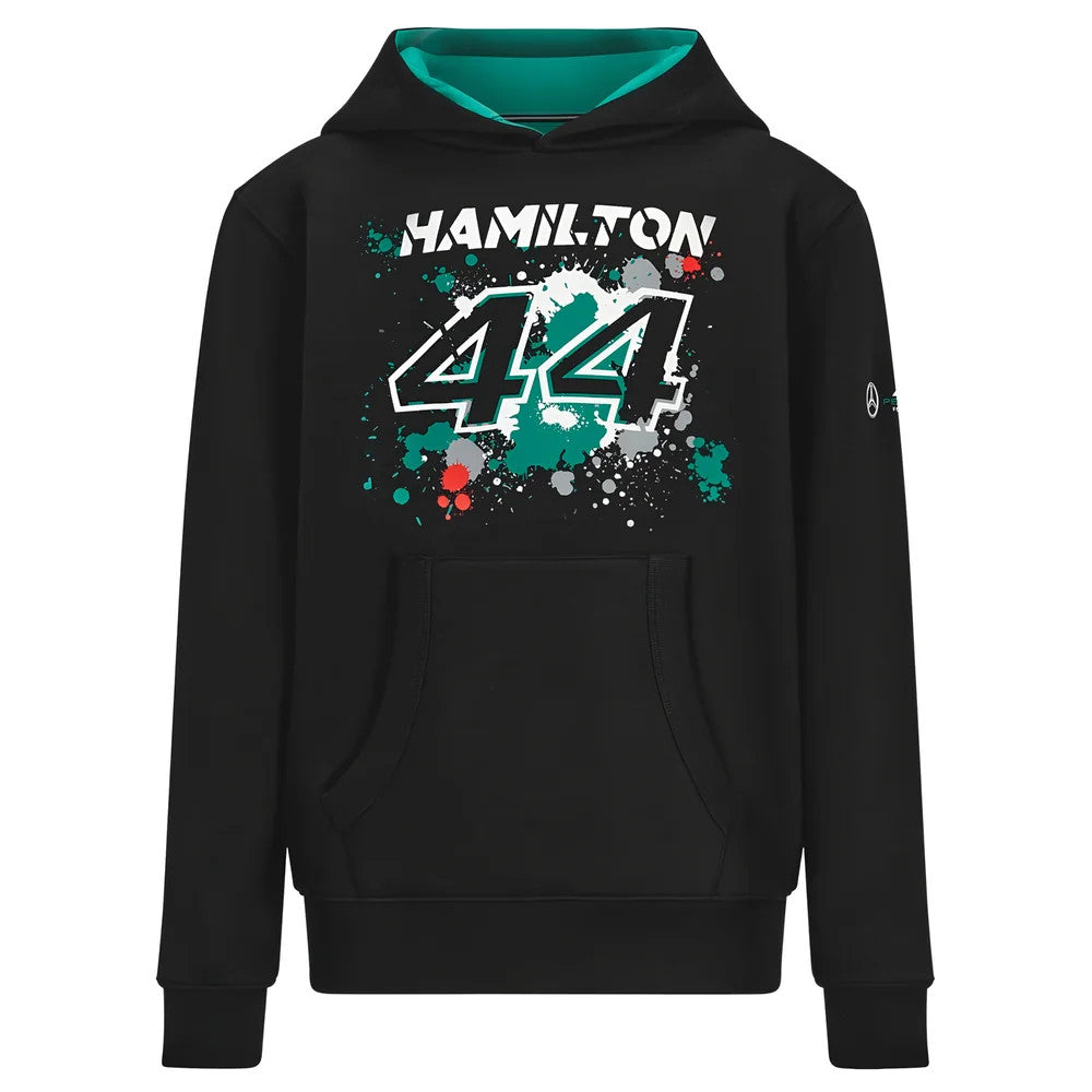 2022 Mercedes Lewis Hamilton #44 Hooded Sweat (Black) - Kids_1