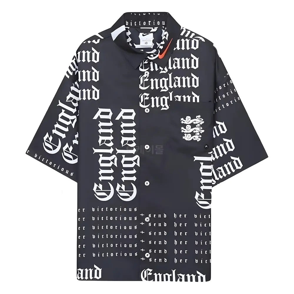 2022-2023 England Button-Down Soccer Top (Black)_1