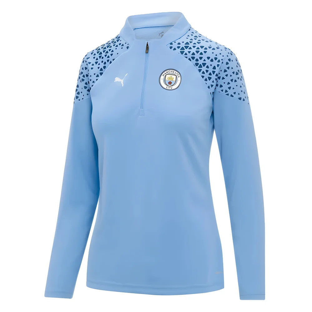 2023-2024 Man City Training Half Zip Top (Light Blue) - Ladies_1