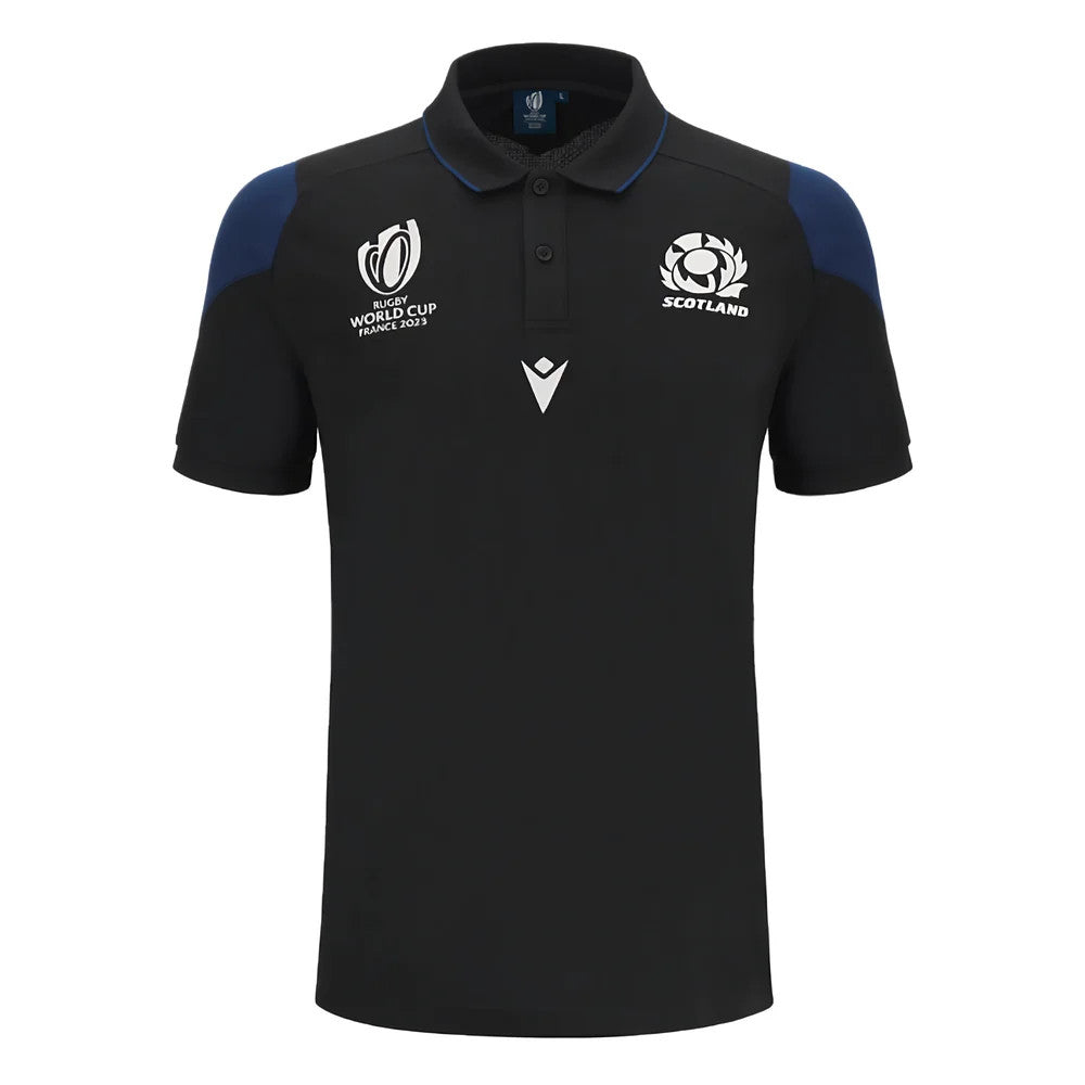 Scotland RWC 2023 Rugby Travel Polo Shirt (Black)_1