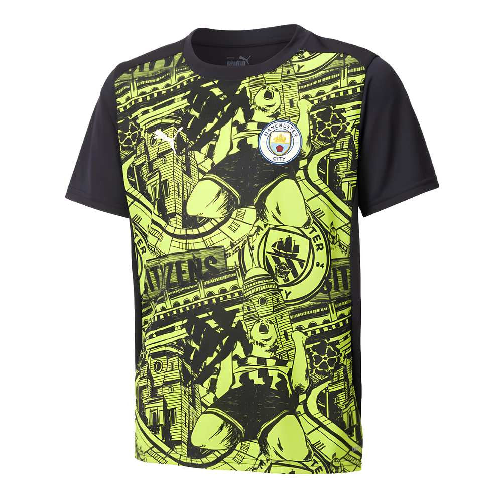 2024-2025 Man City Pre-Match Shirt (Yellow Glow) - Kids_0