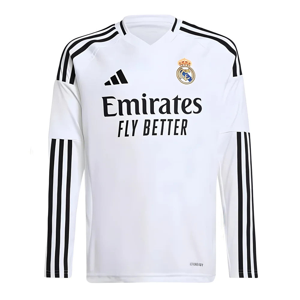 2024-2025 Real Madrid Long Sleeve Home Shirt (Kids)_0