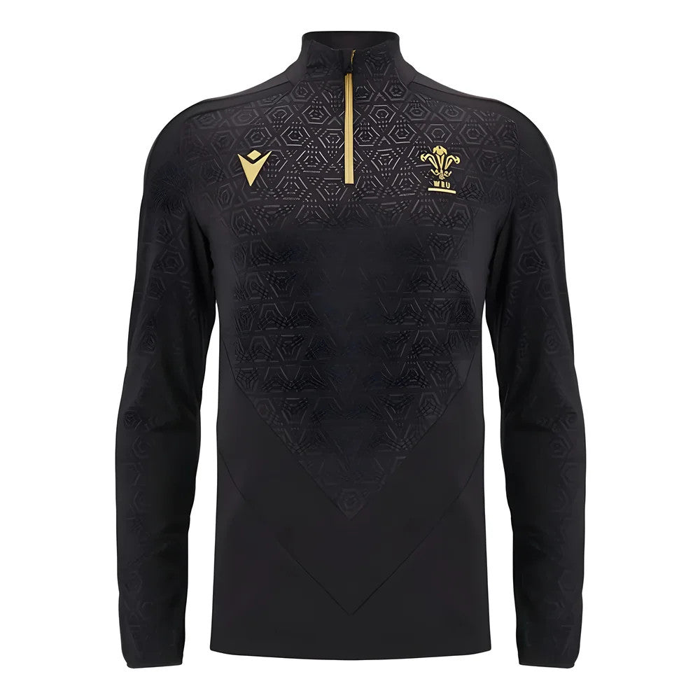 2024-2025 Wales Rugby Training 1/4 Zip Top (Black)_0