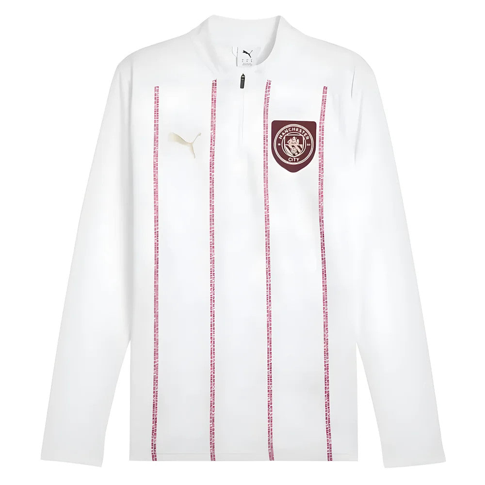 2024-2025 Man City Prematch 1/4 Zip Top (White)_0