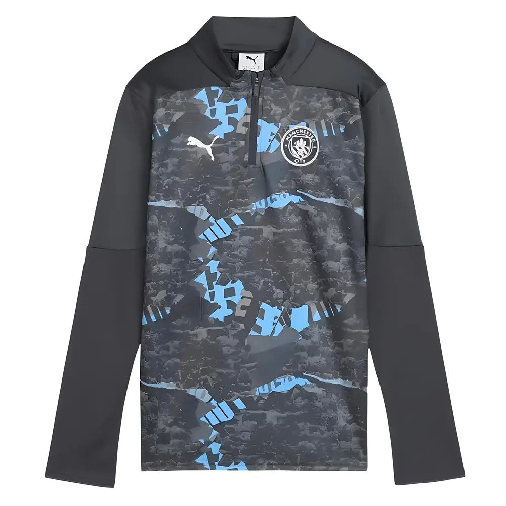 2024-2025 Man City Prematch 1/4 Zip Top (Strong Gray) - Kids_0