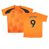 2023-2024 Man City Pre-Match Jersey (Orange) - Kids (HAALAND 9)_4