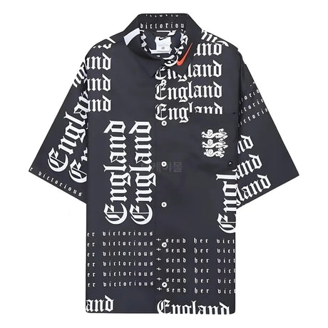 2022-2023 England Button-Down Soccer Top (Black)_1