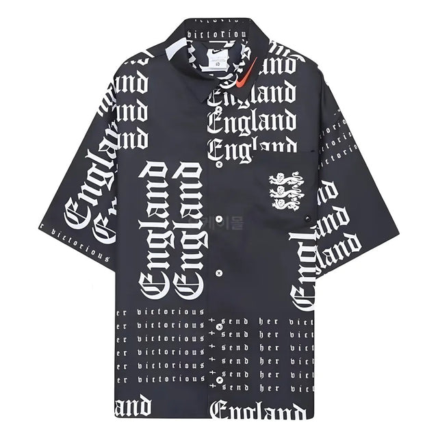 2022-2023 England Button-Down Soccer Top (Black)_1