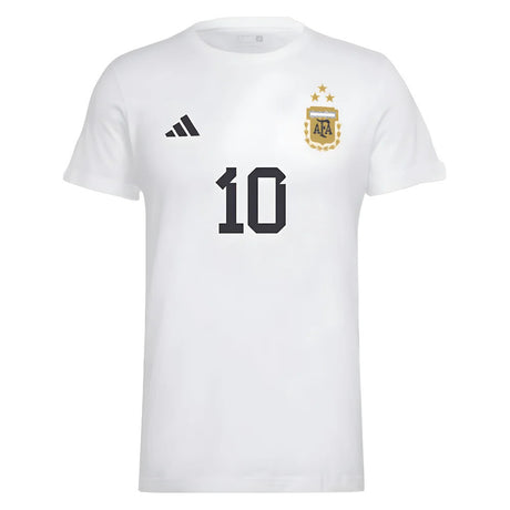 Messi Football Number 10 Graphic T-Shirt (White)_1