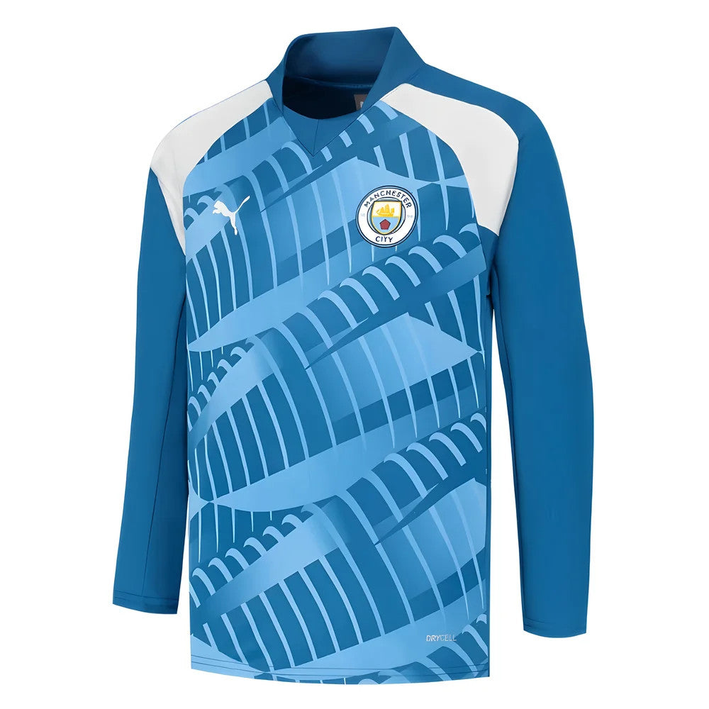 2023-2024 Man City Pre-Match LS Sweat Top (Lake Blue) - Kids_1