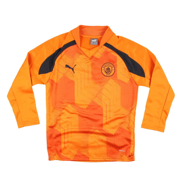 2023-2024 Man City Pre-Match LS Sweat Top (Orange) - Kids_1