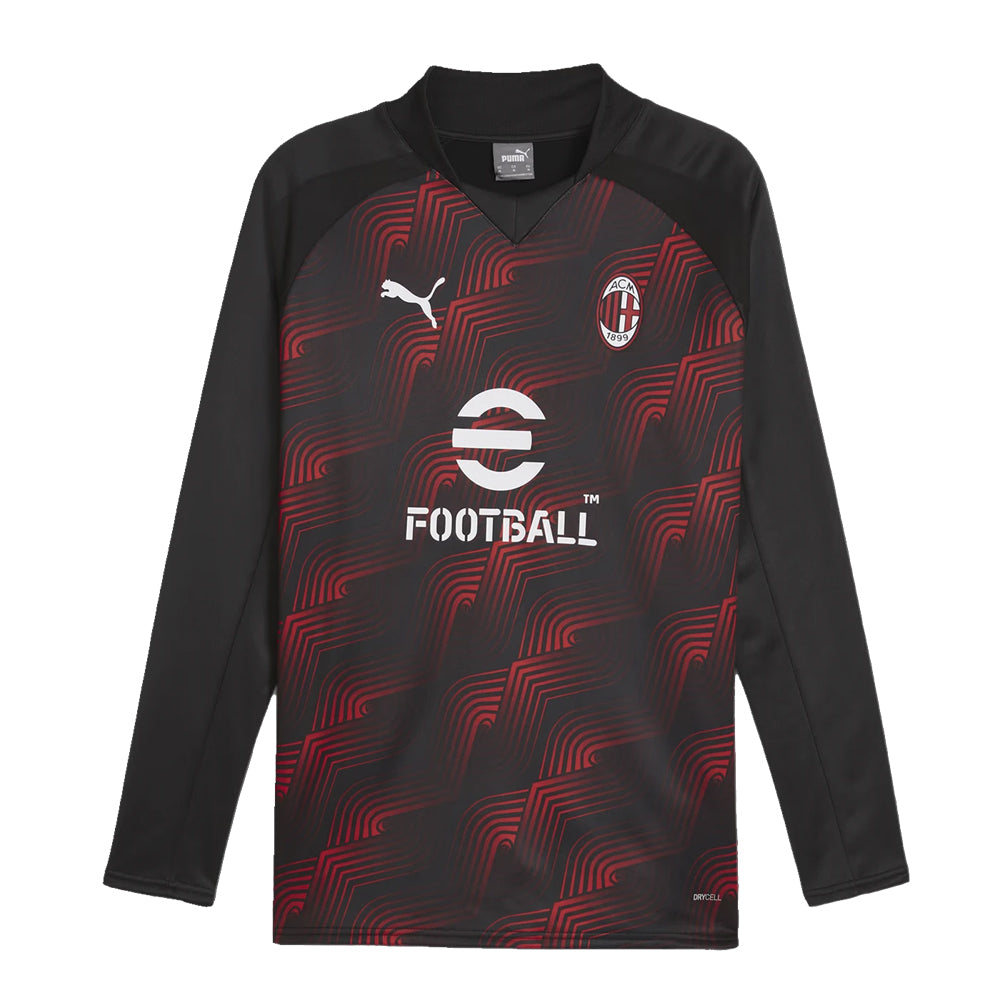 2023-2024 AC Milan Prematch LS Sweat Top (Black)_1