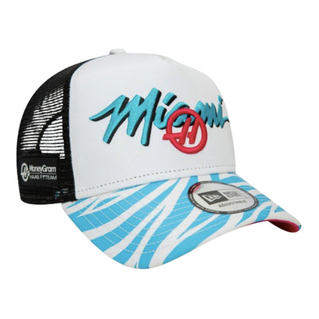 2024 Haas Miami Race Special White 9FORTY A-Frame Trucker Cap_2