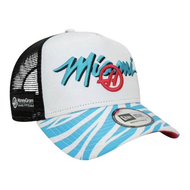 2024 Haas Miami Race Special White 9FORTY A-Frame Trucker Cap_2