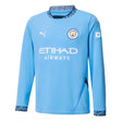 2024-2025 Man City Home Long Sleeve Shirt (Kids)_0