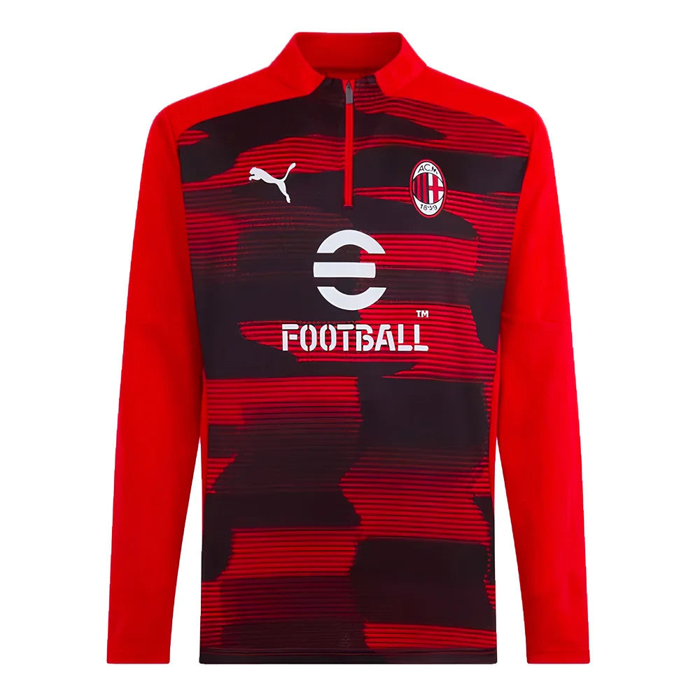 2024-2025 AC Milan Prematch 1/4 Zip Top (Red)_1