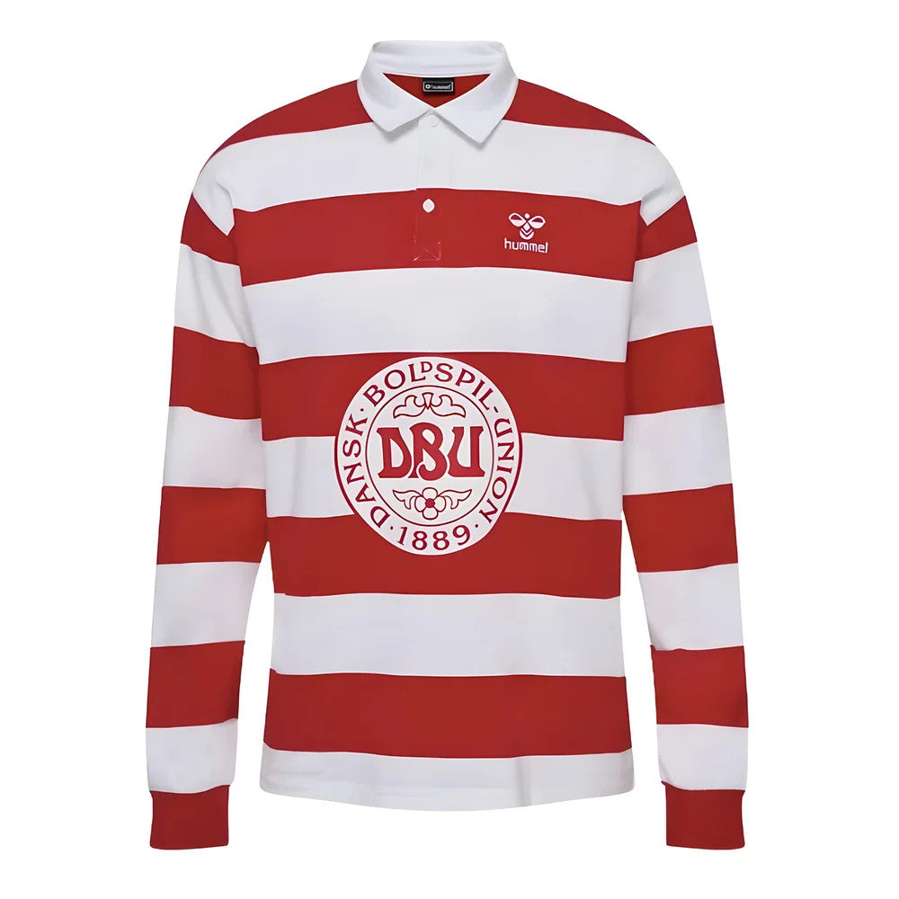 2024-2025 Denmark Rugby Striped Polo Shirt (Red)_1