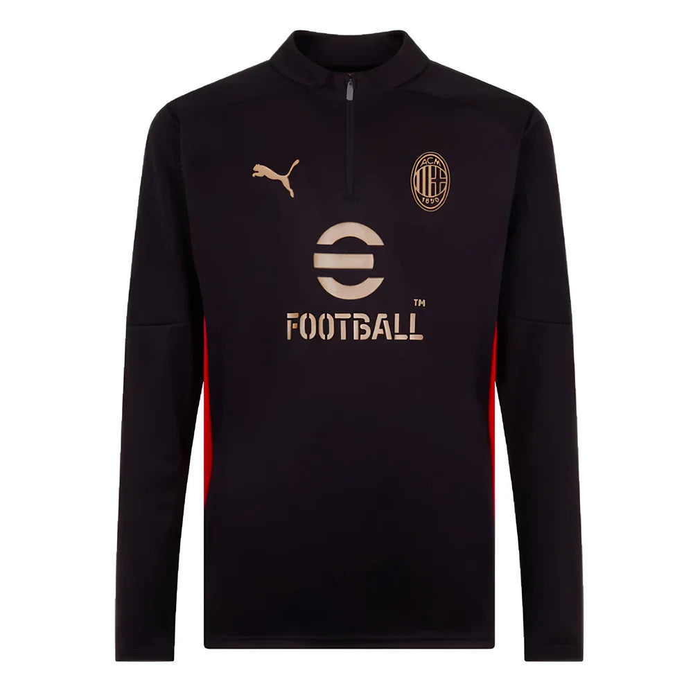 2024-2025 AC Milan Training 1/4 Zip Top (Black)_3