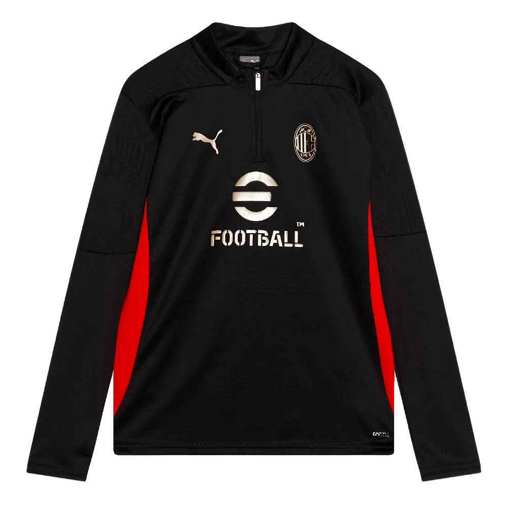 2024-2025 AC Milan Training 1/4 Zip Top (Black) - Kids_0