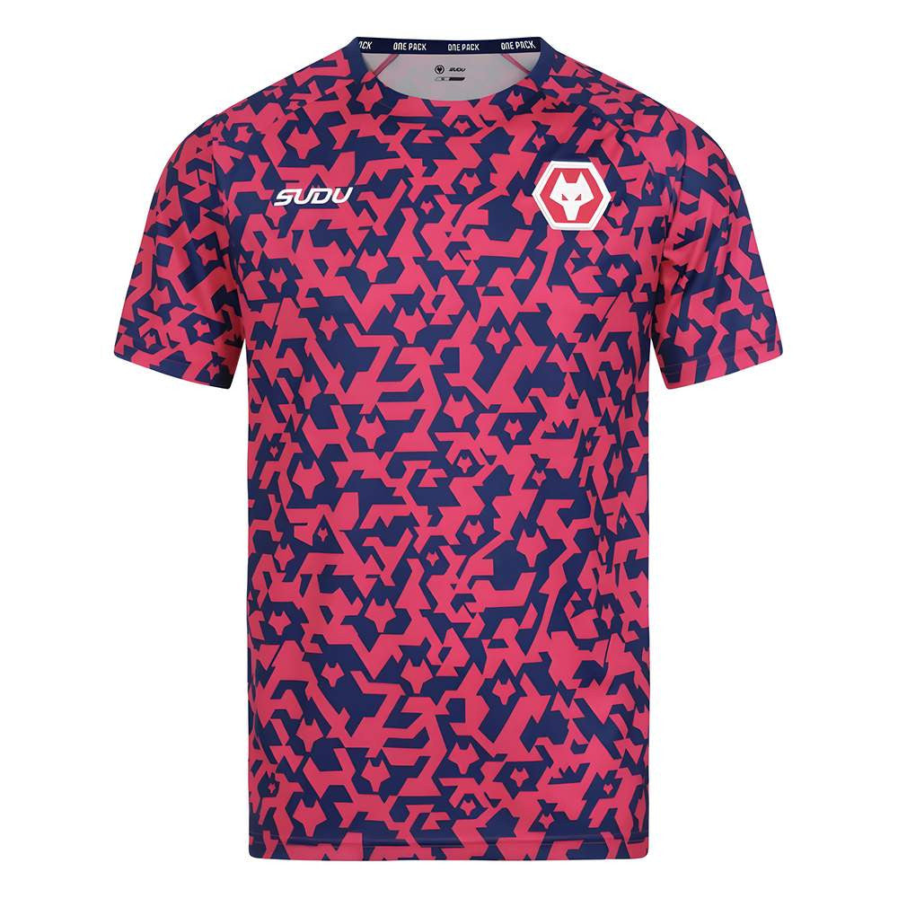 2024 2025 Wolves Pre Match T Shirt Blue Pink