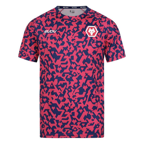 2024-2025 Wolves Pre Match T-Shirt - Blue/Pink_3