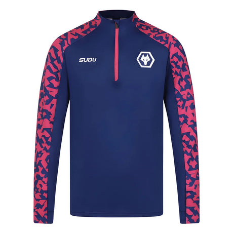 2024-2025 Wolves Pre Match 1/4 Zip Top (Blue/Pink)_3