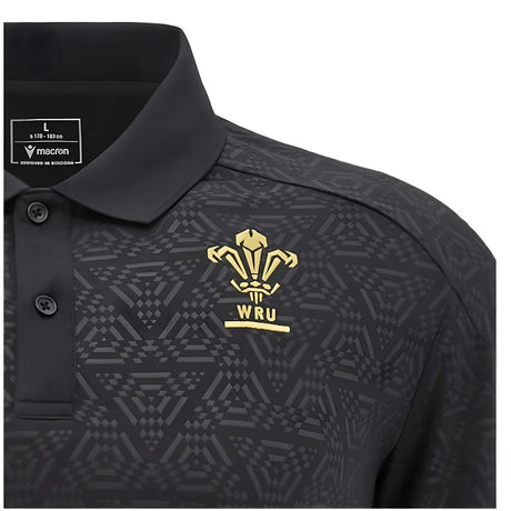 2024-2025 Wales Rugby WRU Travel Poly Polo Shirt (Black)_2