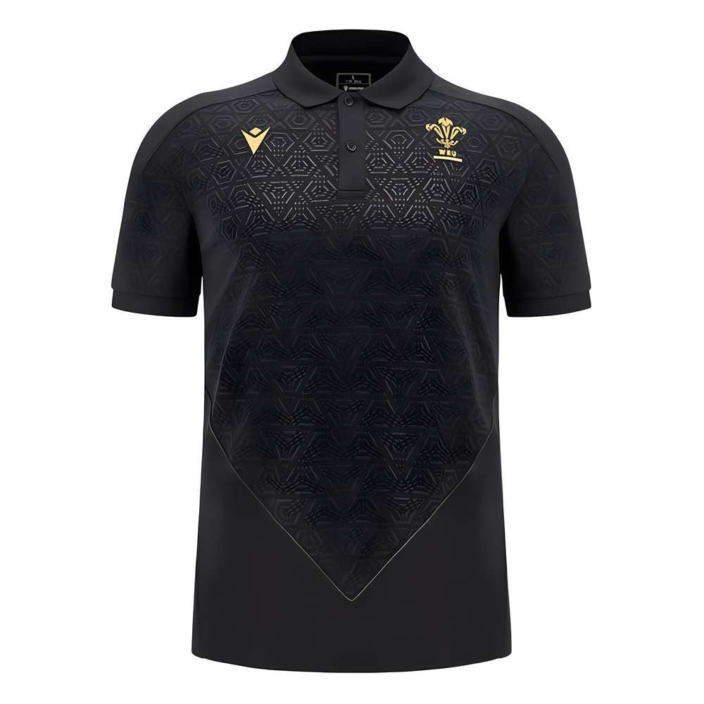 2024-2025 Wales Rugby WRU Travel Poly Polo Shirt (Black)_0