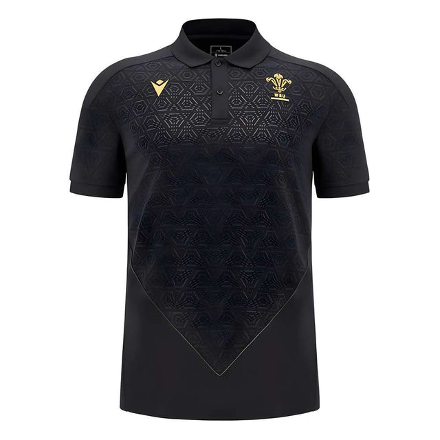 2024-2025 Wales Rugby WRU Travel Poly Polo Shirt (Black)_0