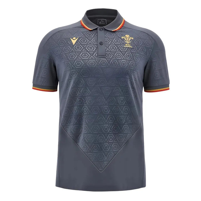 2024-2025 Wales WRU Rugby Travel Polo Shirt (Anthracite)_0