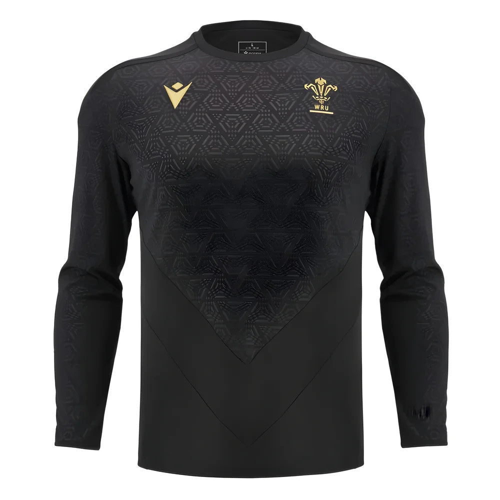 2024-2025 Wales Rugby LS Poly Training Shirt (Black)_0