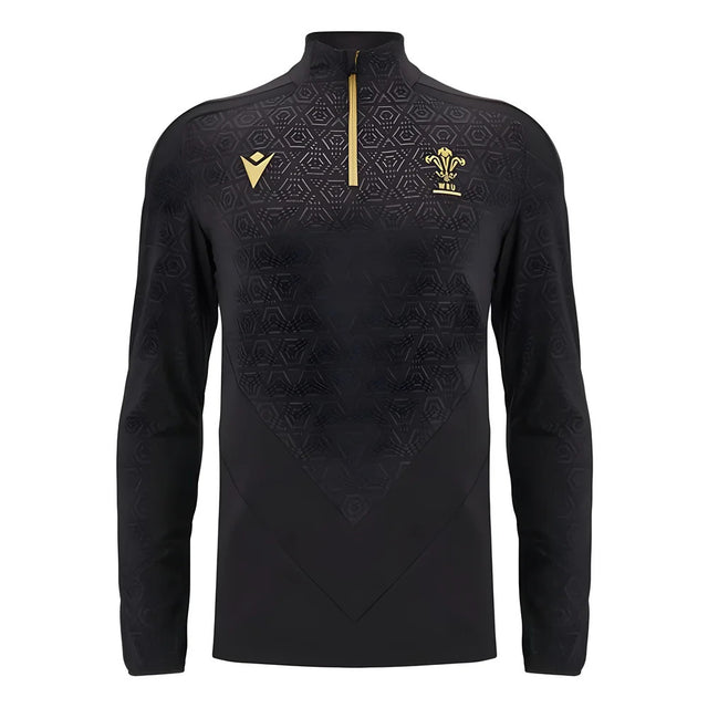 2024-2025 Wales Rugby Training 1/4 Zip Top (Black)_0