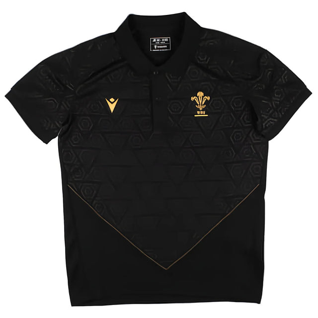 2024-2025 Wales Rugby Travel Poly Polo Shirt (Black) - Kids_1