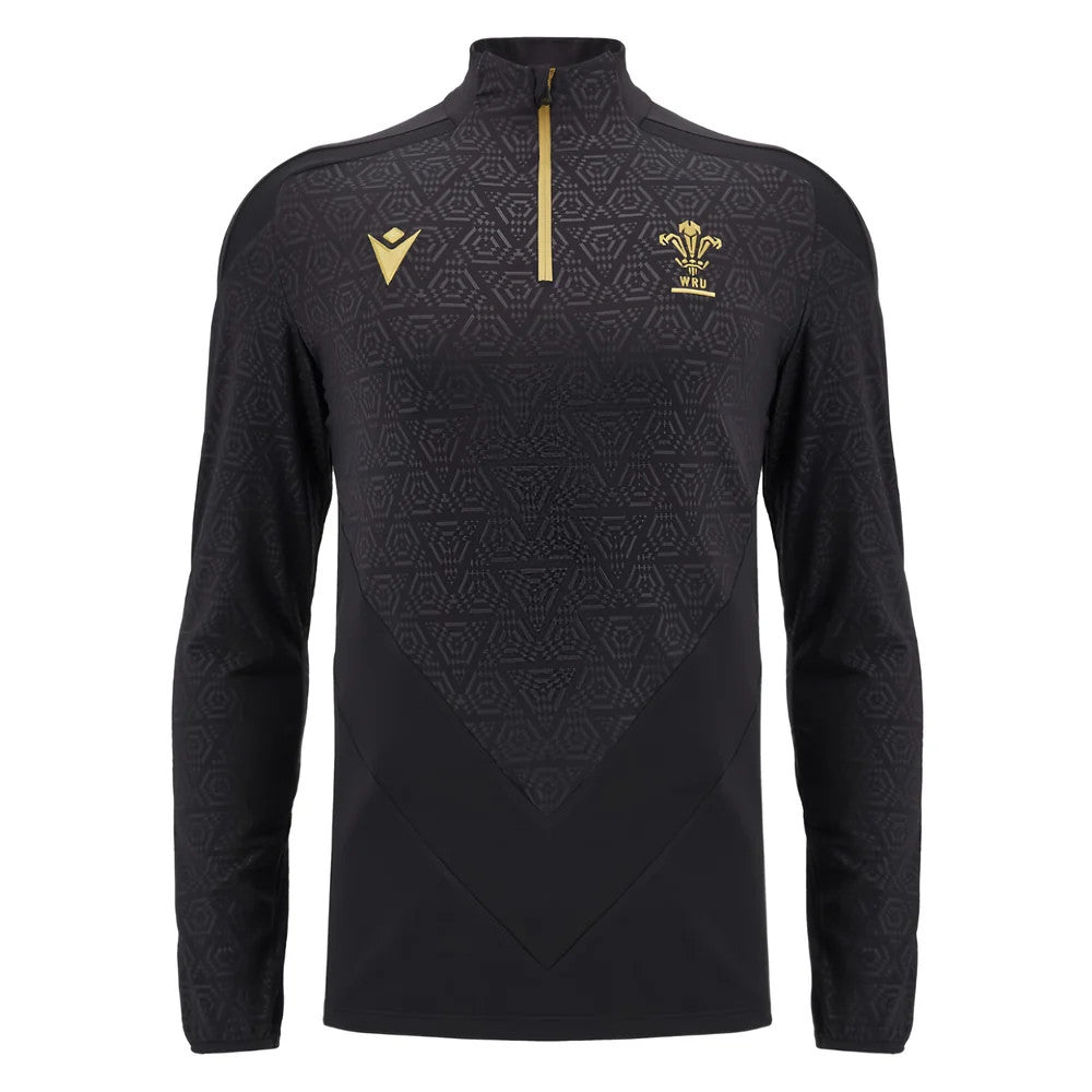 2024-2025 Wales WRU Rugby 1/4 Zip Training Top (Black) - Kids_0