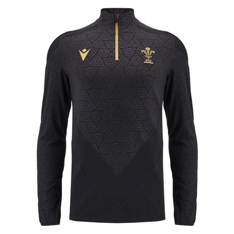 2024-2025 Wales WRU Rugby 1/4 Zip Training Top (Black) - Kids_0
