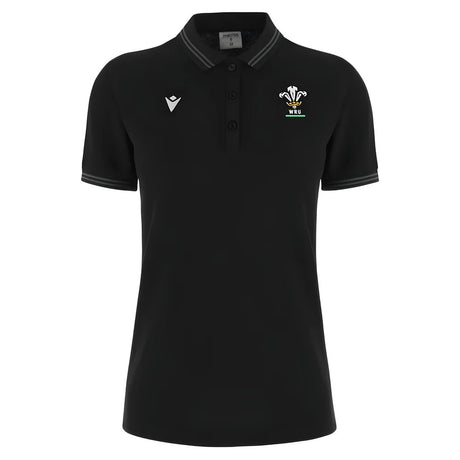 2024-2025 Wales Rugby Travel Polo Shirt (Black) - Womens_0