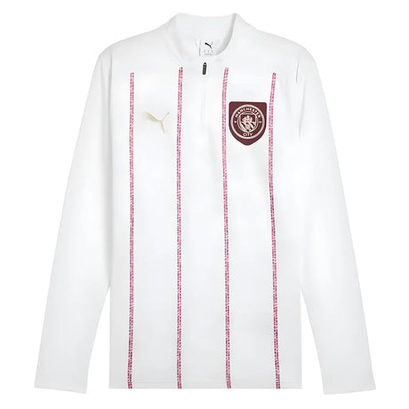 2024-2025 Man City Prematch 1/4 Zip Top (White)_0